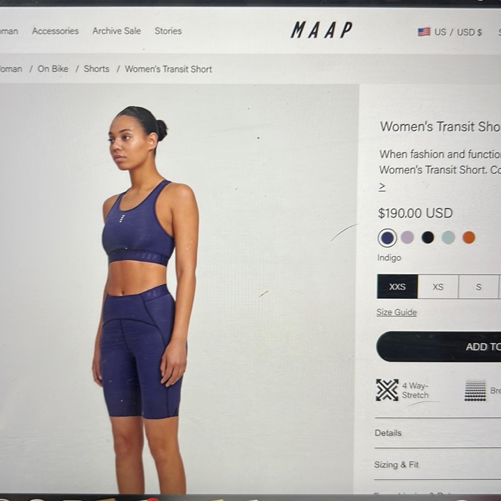 Women's Maap transit short, indigo, size small